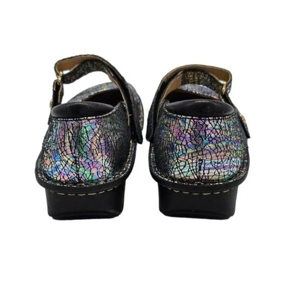 Alegria Women's Silver and Blue Clogs